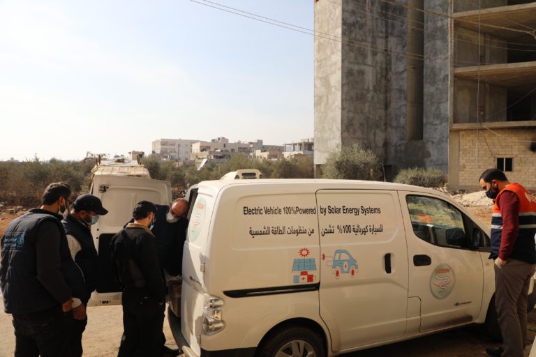 UOSSM Launches First Electric Vehicle Powered by Solar Energy Systems in Northern Syria
